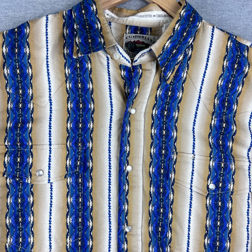 Cumberland‎ Outfitters Western Shirt Men XL Striped Aztec Pearl Snap Cowboy